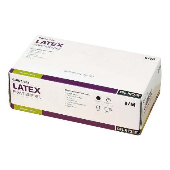 Afbeeldingen van GUIDE Wegwerphandschoen poedervrij latex 602 10