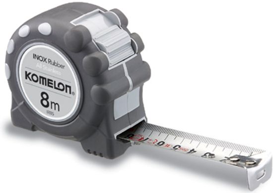 Afbeeldingen van KOMELON Rolmaat INOX Rubber 8M 25MM RVS/nylon