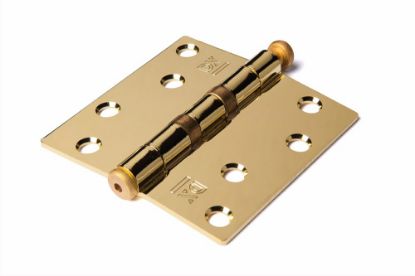 Afbeeldingen van DX Kogellagerscharnier rechte hoeken + pen staal vermessingd 89X89MM