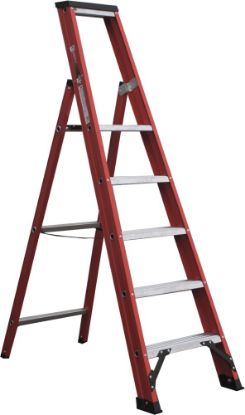 Afbeeldingen van KELFORT Plateautrap ALU/rood 5 treden 1,25M