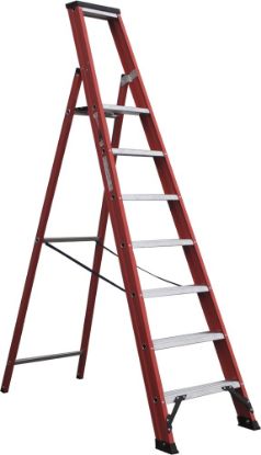 Afbeeldingen van KELFORT Plateautrap ALU/rood 7 treden 1,75M