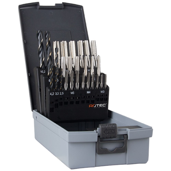 Afbeeldingen van ROTEC Tappen- en borenset 800/110 blind 7+7-delig M3-M12 ABS
