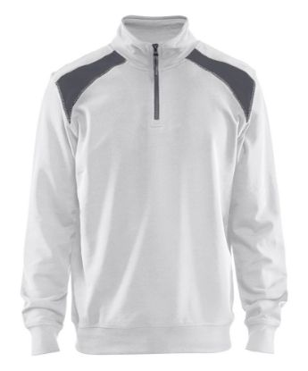 Afbeeldingen van BLÅKLÄDER Sweatshirt bi-colour met halve rits 3353 wit/grijs 4XL