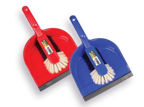 Afbeeldingen van SOLIDE Stofblik met kunststof handveger blauw & rood