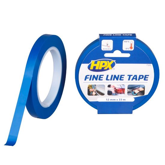 Afbeeldingen van Fine line tape (lineerband) blauw 12MM 33M