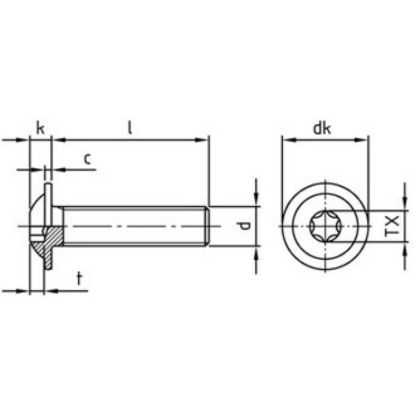 Afbeeldingen van Laagbolkopflensbout ISO7380 A2 TX M4X6MM
