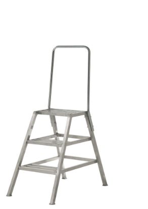 Afbeeldingen van SWINKO Stukadoorstrap aluminium gelast 3 tredes 75CM met valbeugel