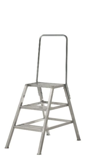 Afbeeldingen van SWINKO Stukadoorstrap aluminium gelast 3 tredes 75CM met valbeugel