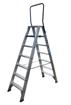 Afbeeldingen van ASC Dubbele trap 7 treden met beugel 1,75M stahoogte