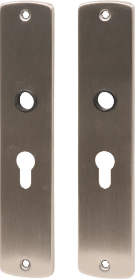 Afbeeldingen van OXLOC Langschild krukgat + profielcilinder renovatie RVS PC55