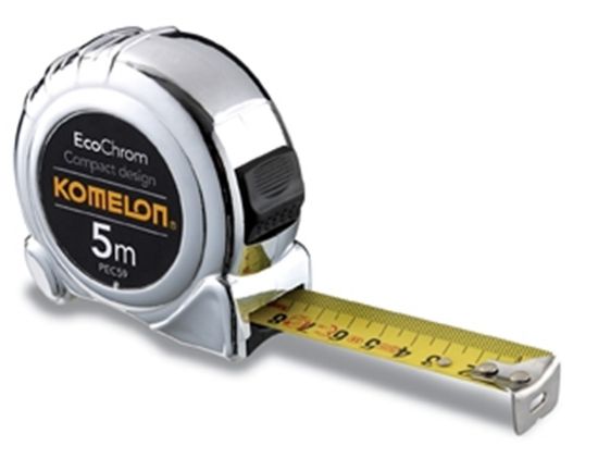 Afbeeldingen van KOMELON Rolmaat EcoChrom 5M 19MM staal gelakte band in ABS/chroom kast