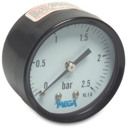 Afbeeldingen van PROFEC Manometer type droog zwart achteraansluiting ¼" 50MM buitendraad 0-10bar