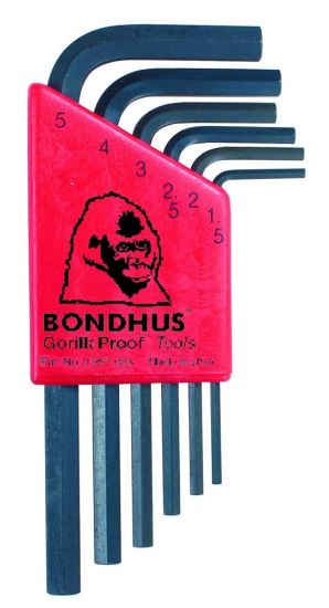Afbeeldingen van BONDHUS Haakse inbussleutelset met gat 2,5-8MM 6x