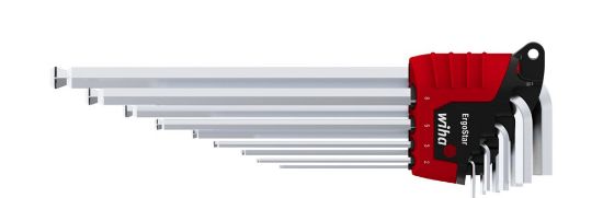 Afbeeldingen van WIHA Stiftsleutelset MagicRing mat verchroomd 369RH9 zeskantkogelkop in ErgoStar houder 10x