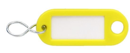 Afbeeldingen van DX Sleutellabel met ophangoog & S-haak kunststof geel
