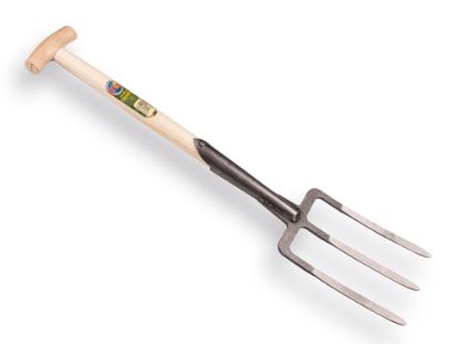 Afbeeldingen van DE WIT Spitvork 3-tands met dubbele veren + korte T-steel 50CM