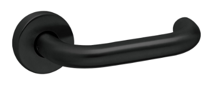 Afbeeldingen van OXLOC Deurkruk + rozet D-model Coevorden RVS zwart PE 37-42MM