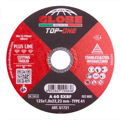 Afbeeldingen van GLOBE Doorslijpschijf G1721 RVS A-60-SX ZAC 125X1X22,2MM