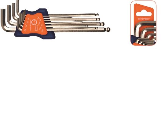 Afbeeldingen van ROTEC Inbussleutelset 10-delig inch lang kogelk. SW 1/16-⅜