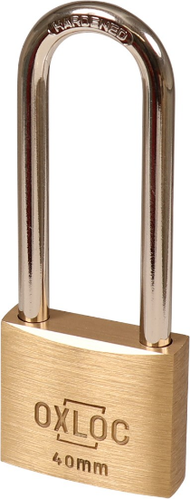 Afbeeldingen van OXLOC Cilinderhangslot EV messing hoog 40X63MM