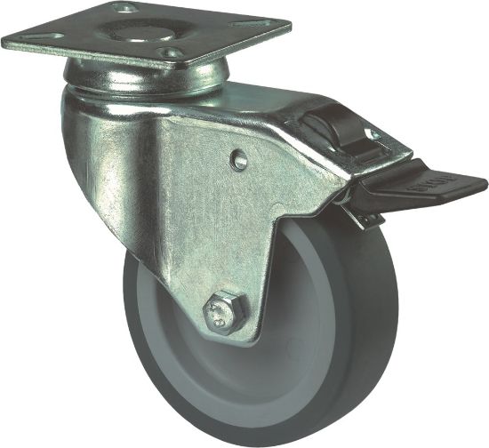 Afbeeldingen van KELFORT Zwenkwiel blauw/grijs EV rubber + rem 125MM