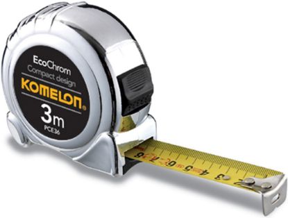 Afbeeldingen van KOMELON Rolmaat EcoChrom 3M 16MM staal gelakte band in ABS/chroom kast