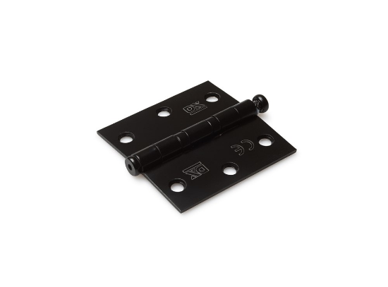 Afbeeldingen van DX Kogellagerscharnier rechte hoeken + pen RVS geborsteld zwart 76X76MM