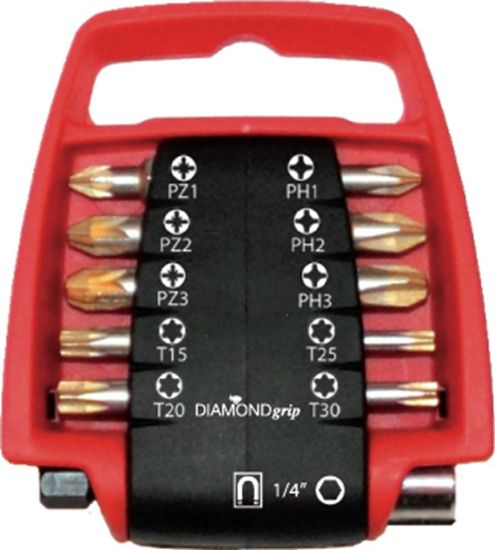 Afbeeldingen van ROTEC Bitclip PRO inclusief bithouder bits PH, PZ en T 11-delig DIAMOND