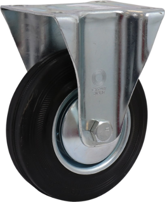 Afbeeldingen van KELFORT Bokwiel EV zwart rubber wiel 125MM plaatafmeting 10MM 100kg