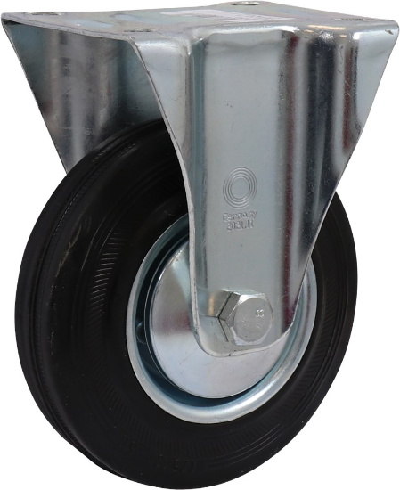 Afbeeldingen van KELFORT Bokwiel EV zwart rubber wiel 125MM plaatafmeting 10MM 100kg