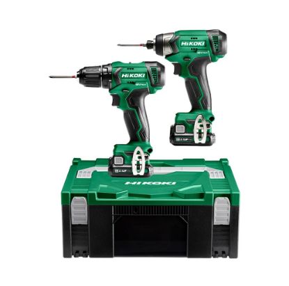 Afbeeldingen van HIKOKI Accu comboset KC12DAWAZ accu boorschroefmachine DS12DA 12V 38Nm + accu slagschroevendraaier 1/4" WH12DA 12V 110Nm 2x 12V 2,5Ah in HSC II