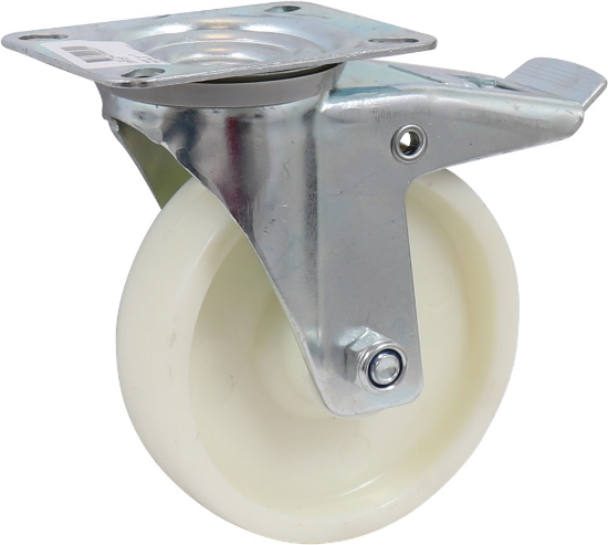 Afbeeldingen van KELFORT Zwenkwiel wit met rollager 125MM + rem