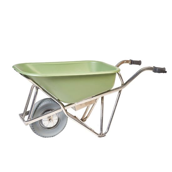 Afbeeldingen van MATADOR Elektrische kruiwagen PROFI-MAX E-Barrow aluminium HDPE bak groen 90L PU-band