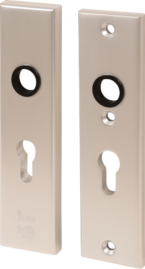 Afbeeldingen van OXLOC Veiligheidskortschild krukgat + profielcilinder binnen/buiten rechte hoeken aluminium PC55