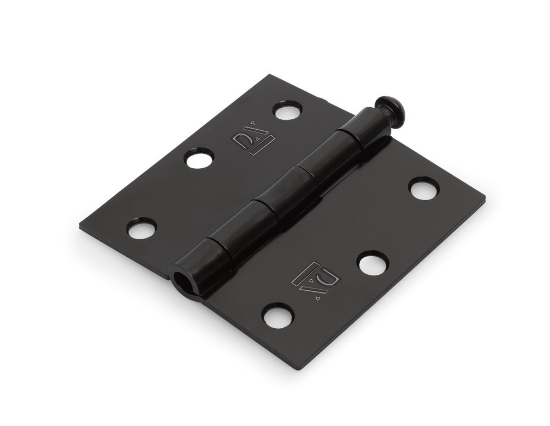 Afbeeldingen van DX Scharnier rechte hoeken + losse pen staal zwart 76X76MM