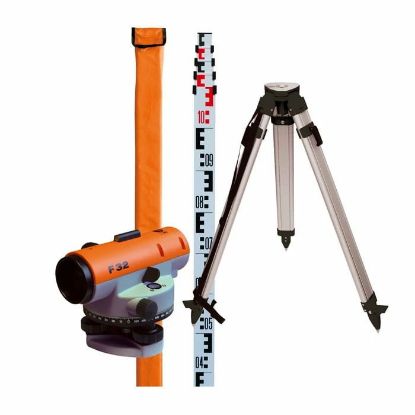 Afbeeldingen van NEDO Waterpasinstrument set F32 met 5M baak + aluminium statief 466105