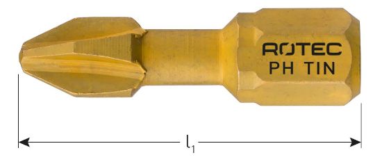 Afbeeldingen van ROTEC Torsionbit ¼" PRO C6,3 TiN PH 25MM 2x