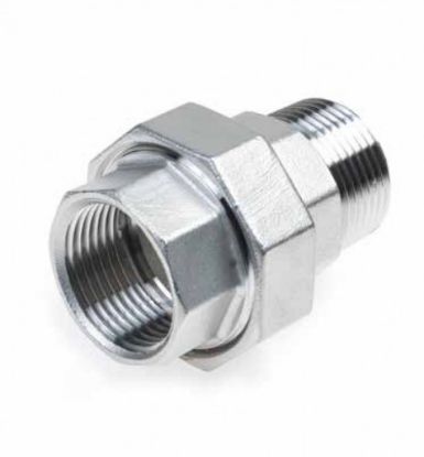 Afbeeldingen van Koppeling 3-delig staal VZ ¼" binnendraad/buitendraad